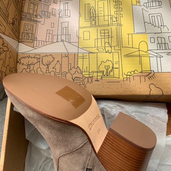 Soludos Emma Mineral Grey Suede Ankle Booties Leather Casual Block Heel Boots 10 - Picture 11 of 12